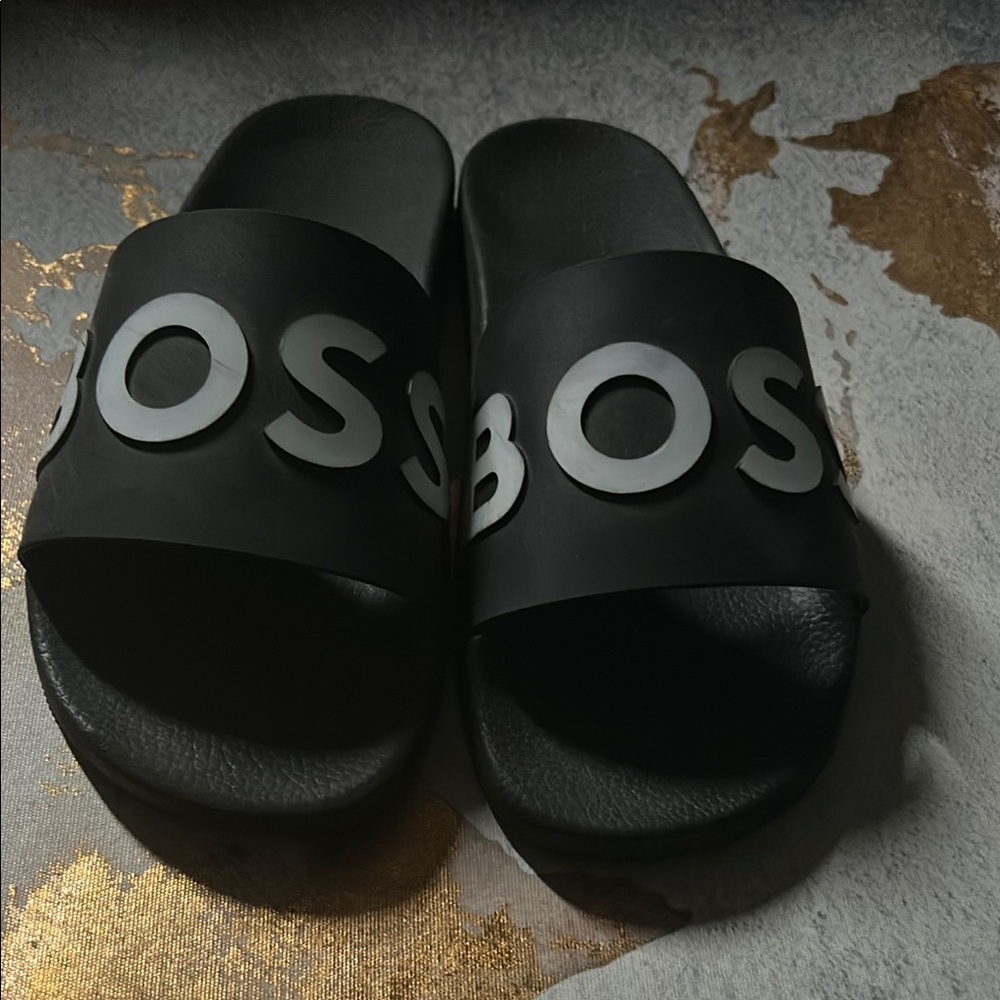 Boss Black Slides with Bold Logo